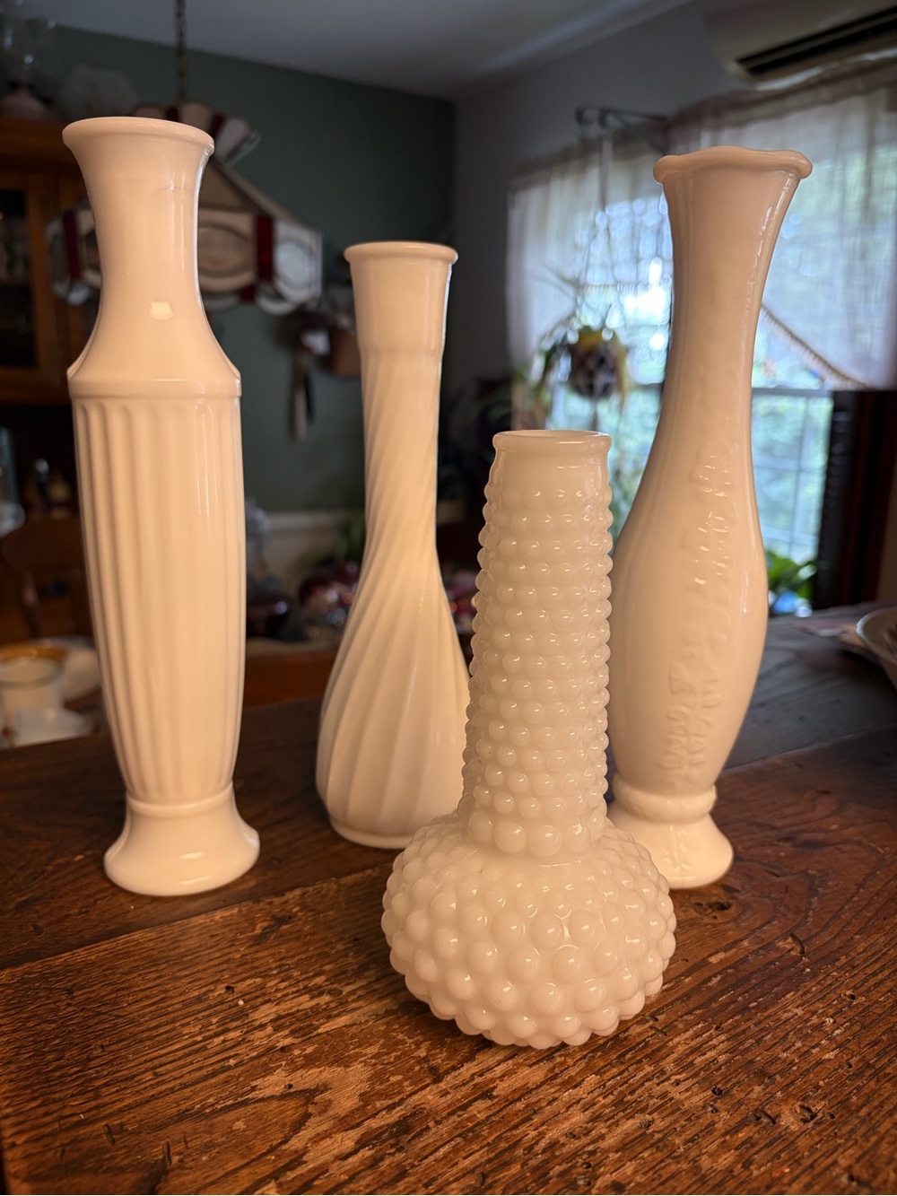 White Milk Glass Bud Vase Set - Elegant Home Accents
